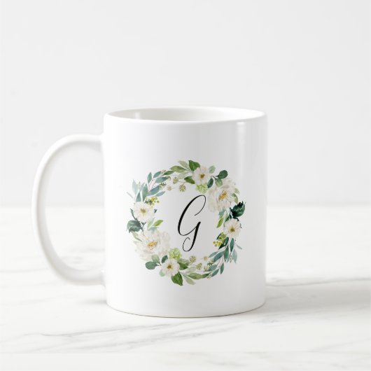 Mug Monogramme de germe blanc (Gauche)