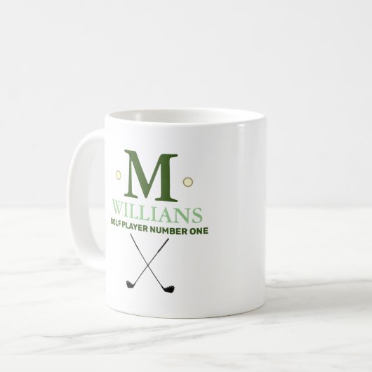 Mug Monogramme de golf moderne (Devant gauche)