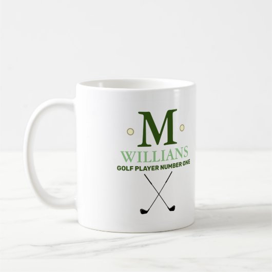 Mug Monogramme de golf moderne (Gauche)