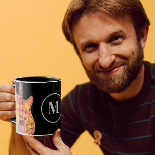 Mug Monogramme de guitare électrique coloré