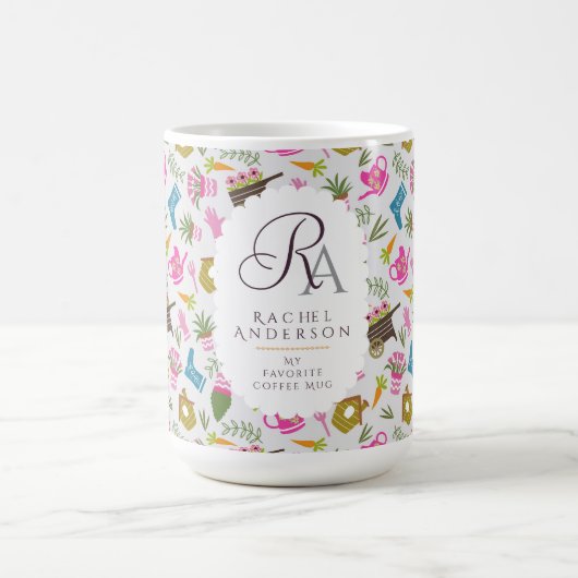 Mug Monogramme de jardinier gris (Centre)