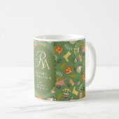 Mug Monogramme de jardinier vert (Devant droit)