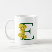 Mug Monogramme de jonquille initiale E personnalisé (Gauche)