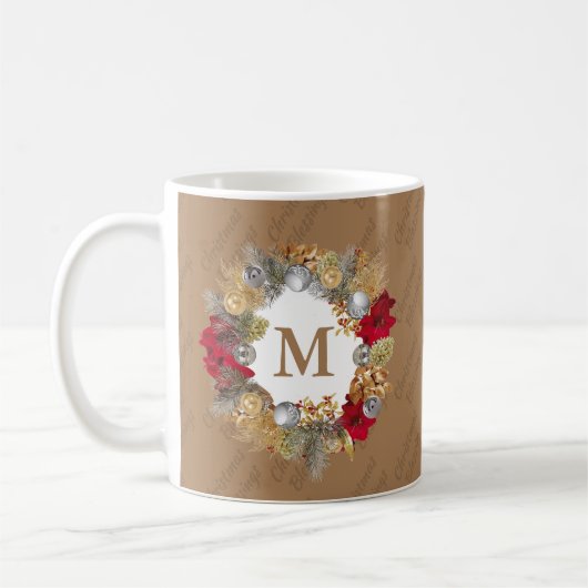 Mug MONOGRAMME DE LA couronne de Noël Célébrez Jésus B (Gauche)