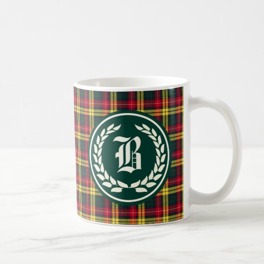 Mug Monogramme de la famille Buchanan rouge et jaune T (Droite)
