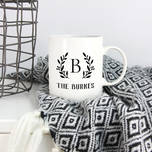Mug Monogramme de la famille de la branche rustique