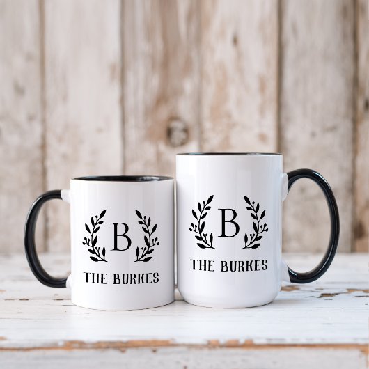 Mug Monogramme de la famille de la branche rustique