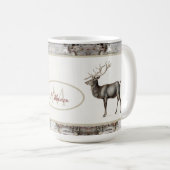 Mug Monogramme de la famille des cerfs de rennes/wapit (Devant droit)