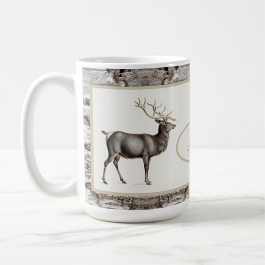 Mug Monogramme de la famille des cerfs de rennes/wapit (Gauche)