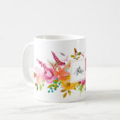 Mug Monogramme de la femme de chambre d'épouse Aquarel (Devant gauche)