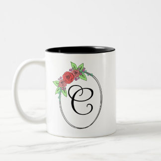 Mug monogramme de la flore de corail