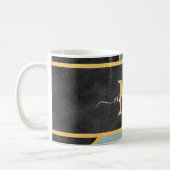 Mug Monogramme de la ligne d'or Turquoise moderne (Gauche)