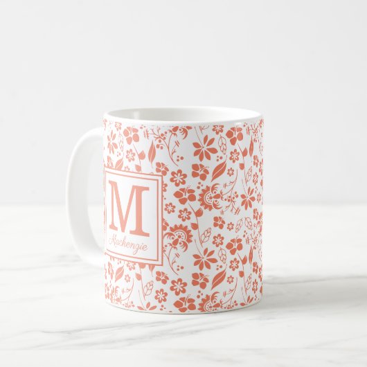 Mug Monogramme de la pêche de corail (Devant gauche)
