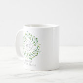 Mug Monogramme de la soirée de baccalauréat Feuille ve (Devant gauche)