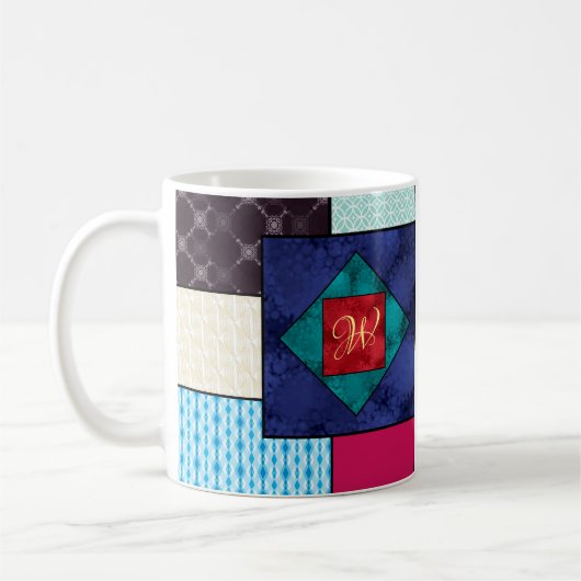 Mug Monogramme de la surface composée en patchwork (Gauche)