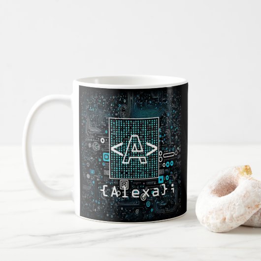 Mug Monogramme de la technologie de codage Ai - Lettre (Avec donut)