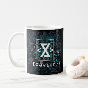 Mug Monogramme de la technologie de codage Ai - Xavier