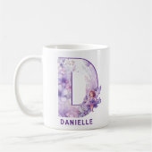 Mug Monogramme de laiton Lilac personnalisé D (Gauche)
