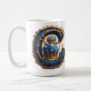 Mug Monogramme de lettre C bleu royal