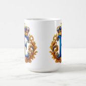Mug Monogramme de lettre E bleu royal (Centre)