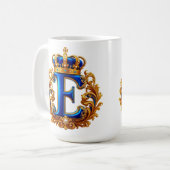 Mug Monogramme de lettre E bleu royal (Devant gauche)