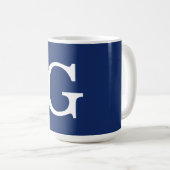 Mug Monogramme de lettre initiale bleu blanc simple (Devant droit)