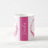 Mug Monogramme de lettre initiale floral rose élégant  (Centre)