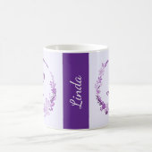 Mug Monogramme de lettre initiale floral violet élégan (Centre)