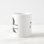 Mug Monogramme de lettre initiale florale noire minima (Centre)