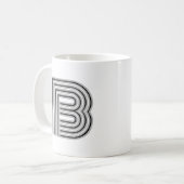 Mug Monogramme de lettre initiale noir blanc moderne é (Devant gauche)