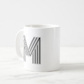 Mug Monogramme de lettre initiale noir blanc moderne é (Devant gauche)