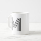 Mug Monogramme de lettre initiale noir blanc moderne é (Devant gauche)