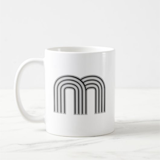 Mug Monogramme de lettre initiale noir blanc moderne é (Gauche)
