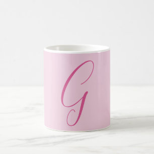 Mug Monogramme de lettre initiale rose clair chic uni