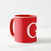 Mug Monogramme de lettre initiale rouge blanc simple (Devant gauche)