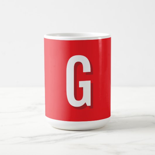 Mug Monogramme de lettre initiale rouge blanc simple (Centre)