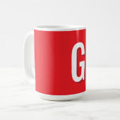 Mug Monogramme de lettre initiale rouge blanc simple (Devant gauche)