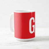 Mug Monogramme de lettre initiale rouge blanc simple (Devant gauche)