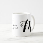 Mug monogramme de lettre M personnalisée b/p (Devant droit)