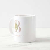 Mug Monogramme de lettre tropicale à l'aquarelle Boho  (Devant gauche)