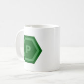 Mug Monogramme de lettre unique verte gras en hexagone (Devant gauche)