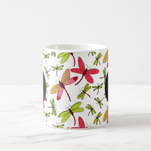 Mug Monogramme de libellules rose et verte (Centre)