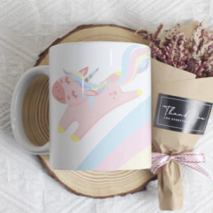Mug Monogramme de licorne magique arc-en-ciel