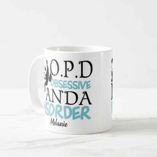 Mug Monogramme de l'oreille de Panda mignonne (Devant gauche)