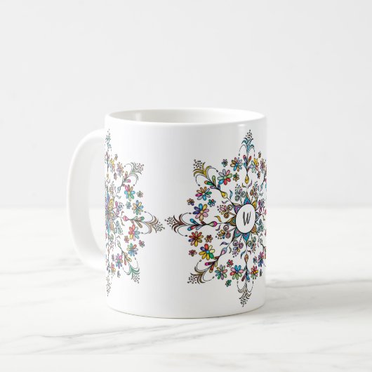 Mug Monogramme de Mandala coloré (Devant gauche)