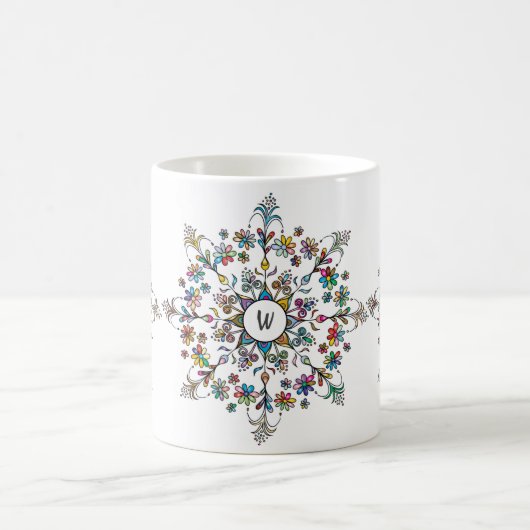 Mug Monogramme de Mandala coloré (Centre)