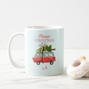 Mug Monogramme de marbre de guirlande d'aquarelle