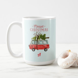 Mug Monogramme de marbre de guirlande d'aquarelle