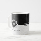 Mug Monogramme de marbre noir et blanc (Devant gauche)