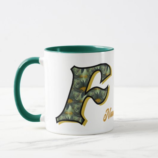 Mug Monogramme de marguerite initiale F personnalisé (Gauche)